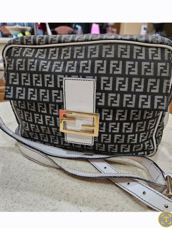 Fendi Handbags - RARE Fendi, FENDI Mamma Zucca Baguette Handbag, White Leather Fendi Crossbody